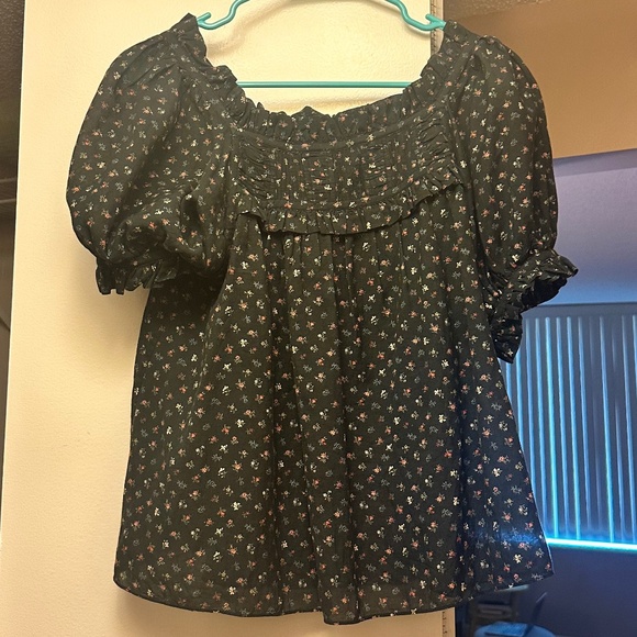 Doen Black Floral Frances Top XS - Picture 1 of 4